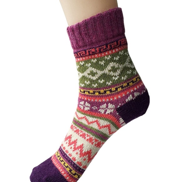 5 Pairs a set Womens Winter Knit Crew Socks - Picture 2 of 8